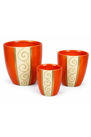 Narancssárga ívelt karácsonyi virágcserepek 3-szet