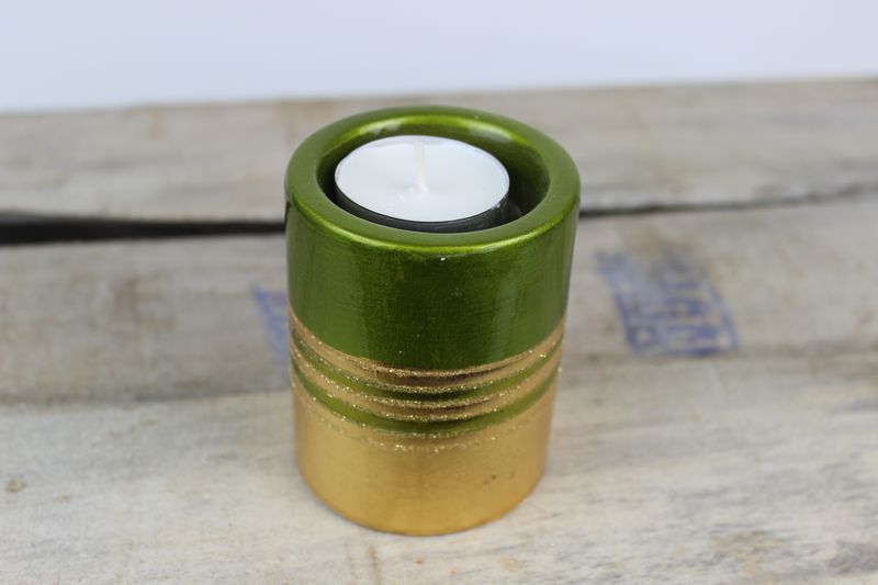 Zöldes arany gyertyatartó 8cm