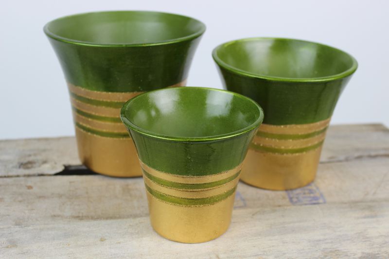 Zöld és arany kerámia 3 szett