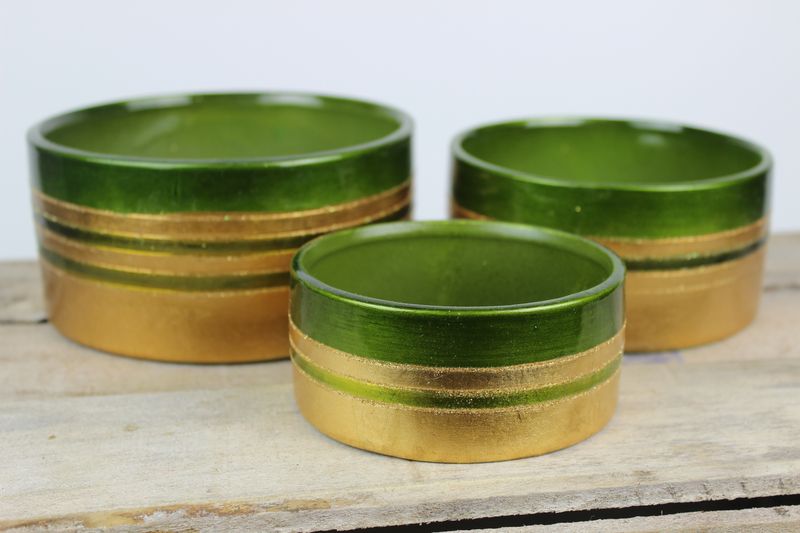 Zöld-arany színű  kerámia 3 szett