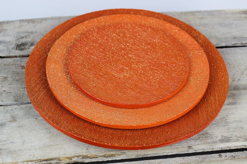 Oranžové keramické třpytivé talíře 3-set