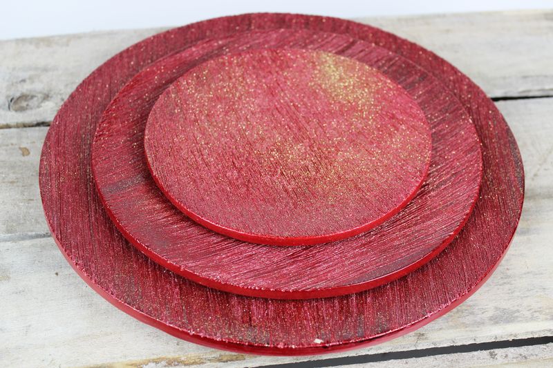 Červené keramické trblietavé taniere 3-set