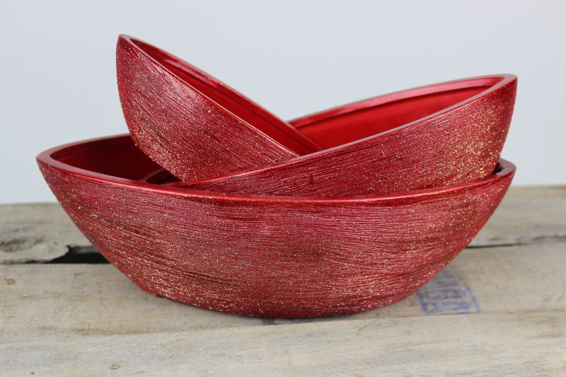 Červené oválne nádoby 3-set