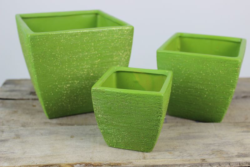 Zöld szögletes  kerámia 3-készlet