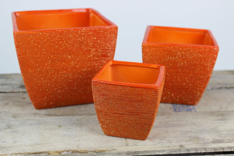Narancssárga négyzet alakú kerámia 3 szett