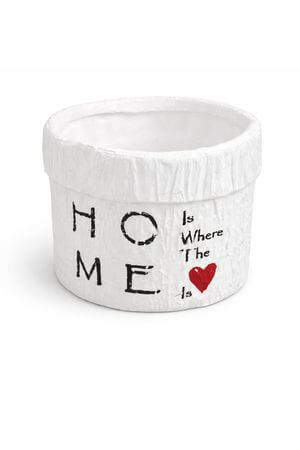 Bílý kulatý keramický vintage květináč 15cm