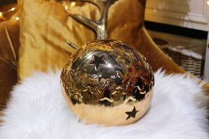 Medený vianočný svietnik s hviezdičkami 17cm