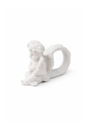 Bílá soška anděla s kroužkem na ubrousek 7cm