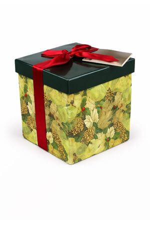 Červeno zelená vánoční dárková krabice 12cm