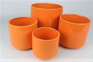 Narancssárga kerek kerámia virágcserép 13cm