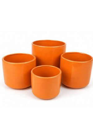 Oranžový keramický okrúhly kvetináč 13cm