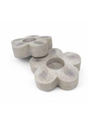 Hnědý svícen na čajovou svíčku ve tvaru květiny