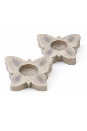 Hnědý svícen na čajovou svíčku ve tvaru motýla