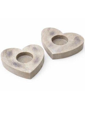 Hnědý svícen na čajovou svíčku ve tvaru srdce