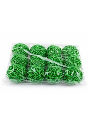 Zelené proutěné dekorační kulky 5cm