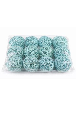 Modré tyrkysové proutěné dekorační kulky 5cm