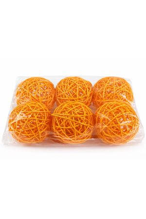 Oranžové proutěné dekorační kulky 9cm