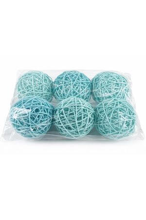 Modré světlé proutěné dekorační kulky 9cm