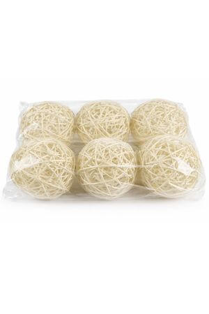 Krémové světlé proutěné dekorační kulky 9cm