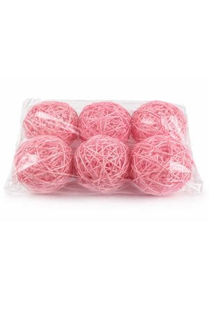 Růžové proutěné dekorační kulky 9cm