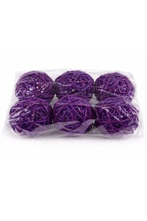 Tmavě fialové proutěné dekorační kulky 9cm