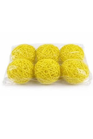 Žlutá proutěné dekorační kulky 9cm