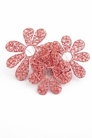 Růžové ratanové držáky na kytici 3 ks