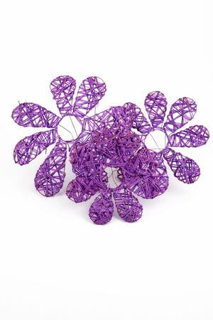 Fialové ratanové držáky na kytici 3 ks