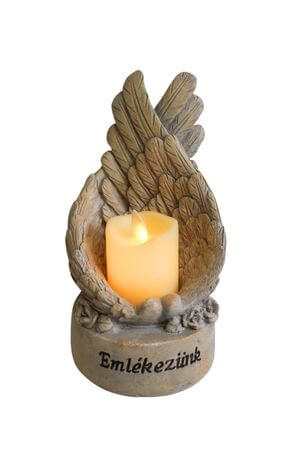 Púderbarna LED szárnyak "Emlékezünk" 21cm