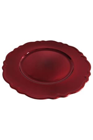 Piros dekor tálca Virág 33cm