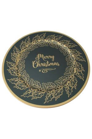 Zeleno zlatý vianočný klubový tanier 33cm