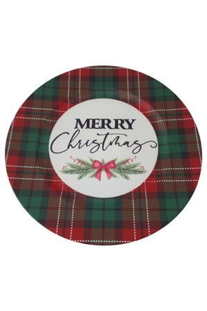 Károvaný vianočný klubový tanier 33cm