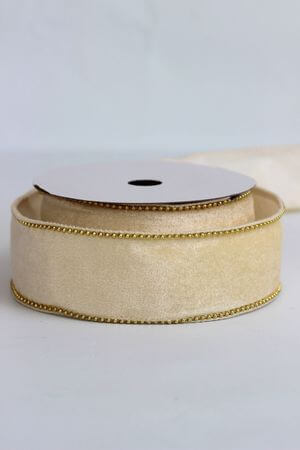 Krémová zamatová stuha 6cm 10m