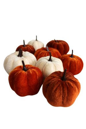 Hnedé zamatové tekvičky 9ks 8cm