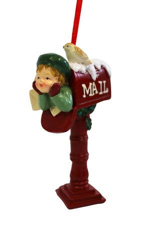 Červená vánoční ozdoba s andílkem 12cm