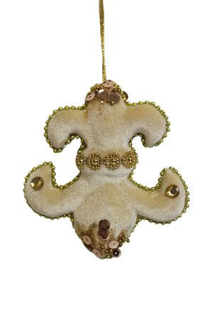 Krémová sametová vánoční ozdoba 10cm