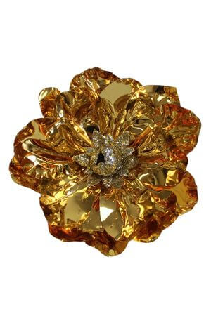 Zlatá lesklá magnólia na štipci 12cm