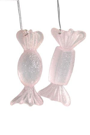 Růžové vánoční ozdoby salonky 2-set