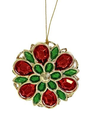 Červeno zelená vánoční ozdoba 7cm