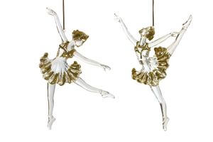 Zlaté vianočné ozdoby baleríny 2-set