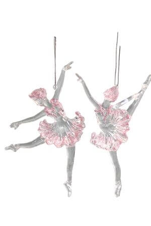 Ružové vianočné ozdoby baleríny 2-set