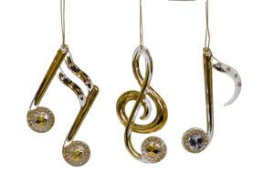 Zlatá vianočná ozdoba noty 12cm 3ks