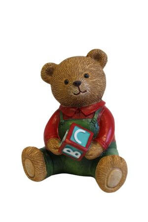 Vianočná figúrka medvedík s kockou 8cm