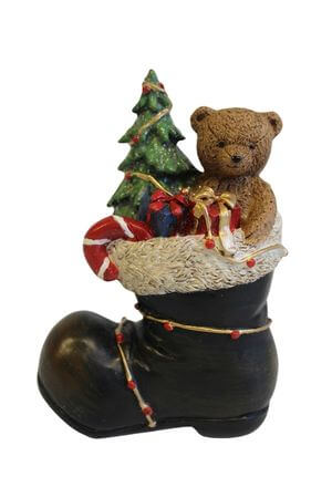Vianočná dekorácia Medvedík v čižme 12cm