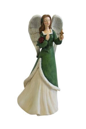 Vianočná figúrka anjel v zelených šatách 25cm