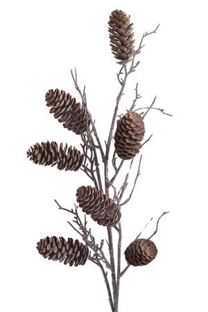 Hnědý umělý větev s šiškami 74cm