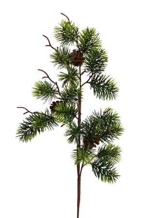 Zelená jehličnatá větvička s šiškami 65cm