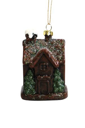 Natur karácsonyfadísz házikó 9cm