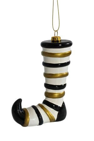 Fekete-arany karácsonyfadísz harisnya 12cm