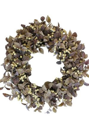 Barna fagyos koszorú bogyókkal 70cm